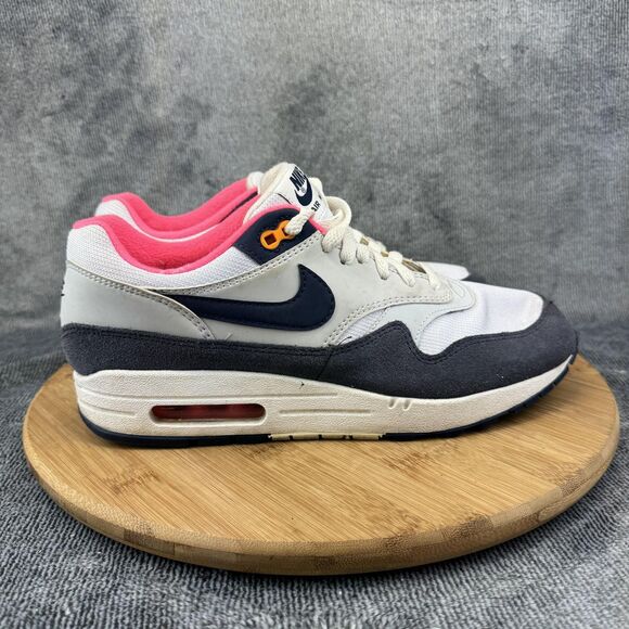 Nike Air Max 1 Shoes Womens Size 9.5 White Navy Pink 319986-116 Running Casual - Picture 1 of 10
